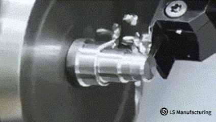 Close-up of metal chips during precision milling by LS Manufacturing