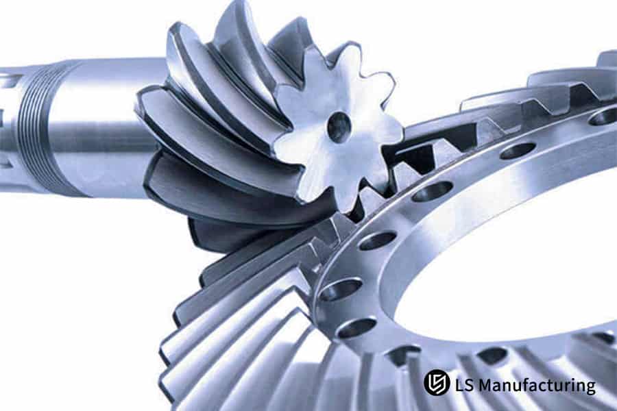 Close-up view of interlocking gear mechanism by LS Manufacturing