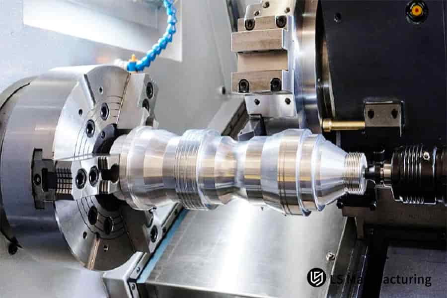 High-speed CNC lathe operation in Georgia facility​ by LS Manufacturing