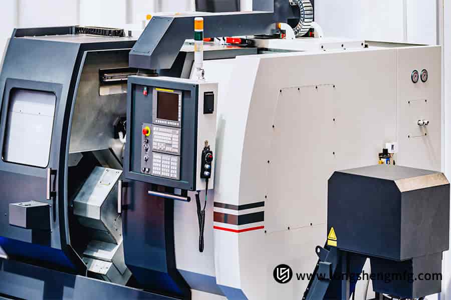 Detailed side view of CNC control panel by LS Manufacturing