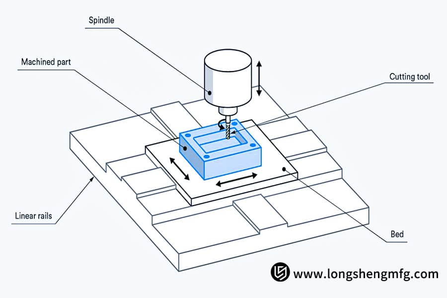 Anatomy of a CNC milling machine workzone by LS Manufacturing