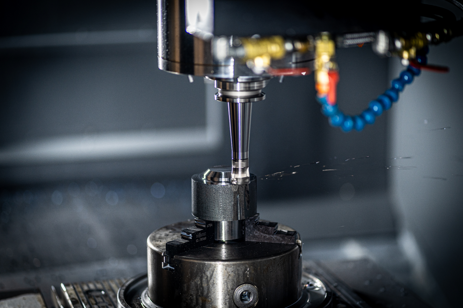 Close-up photo of a CNC milling process
