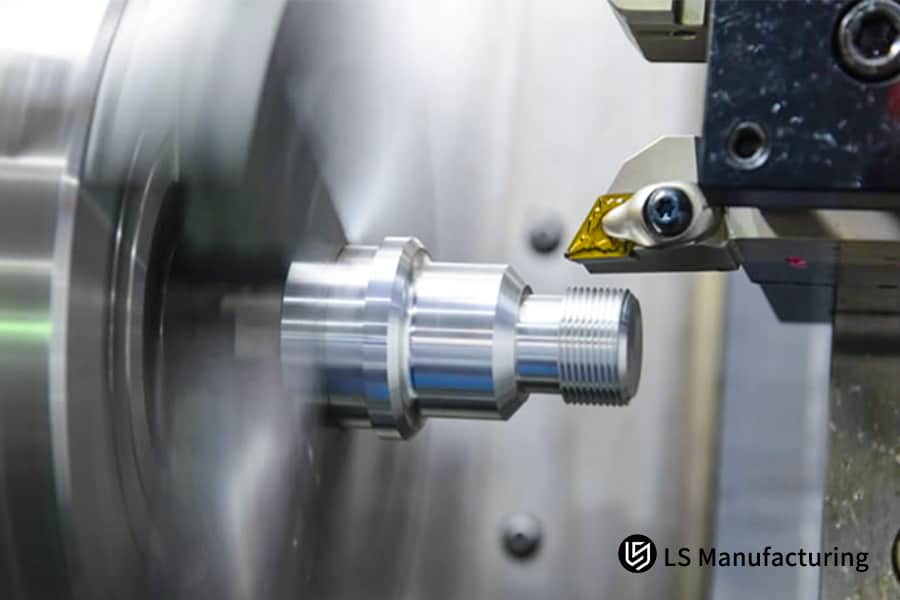 CNC turning process creating complex part geometries by LS Manufacturing