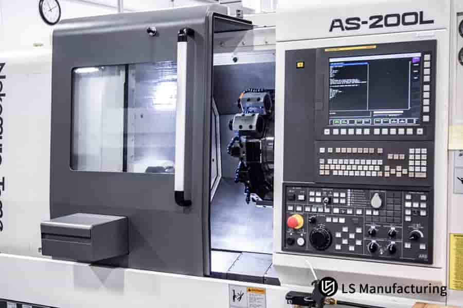 AS-200L CNC lathe with operator control panel by LS Manufacturing
