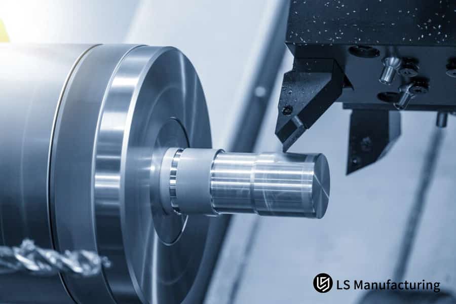 CNC turning machine creating precision metal components by LS Manufacturing