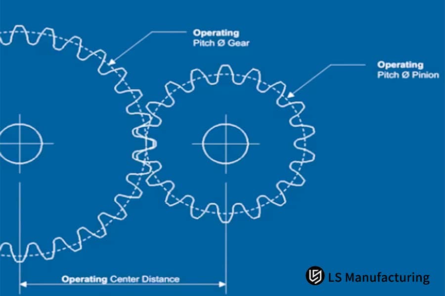 Gear dimensional parameters for manufacturing optimization diagram by LS Manufacturing