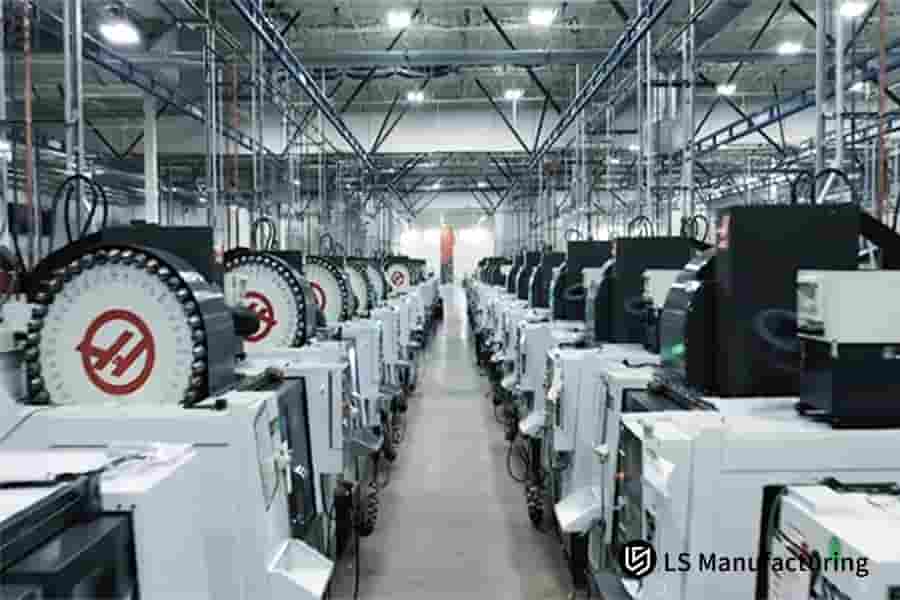 Modern CNC turning factory workshop with multiple machine rows by LS Manufacturing
